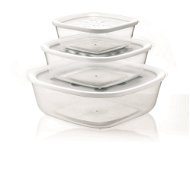 forme casa Set of 3 Containers in Transparent Plastic, 570ml, 1400ml, 2950ml - Food Container Set