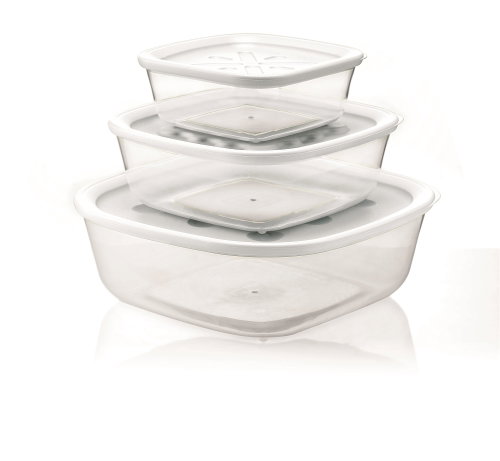 forme casa Set of 3 Containers in Transparent Plastic, 570ml, 1400ml, 2950ml - Food Container Set - Main image