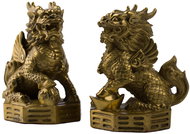 Feng Shui Harmony Dragon Horse, Chi Lin brass pair - New