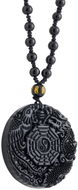 Feng Shui Harmony Obsidiánový náhrdelník Drak a Fénix, Yin a Yang - Náhrdelník