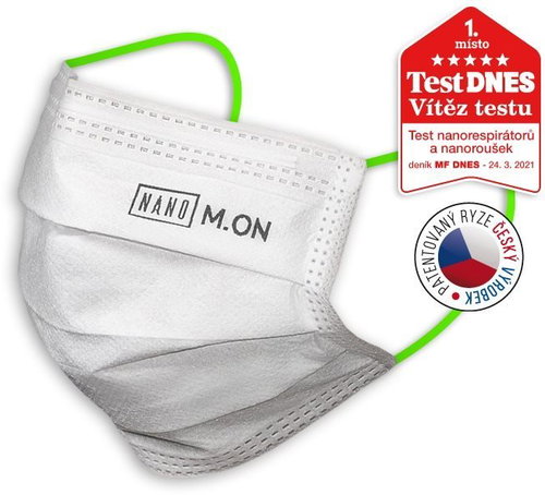 NANO M. ON Face Mask - Junior Premium Nanofibre Medical Mask Bright Green Rubber Band (10 pcs) - Surgical Mask - Main image