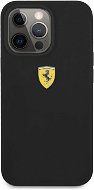 Ferrari Liquid Silicone Metal Logo Back Cover für Apple iPhone 13 Pro Max Schwarz - Handyhülle
