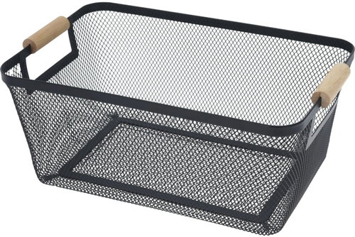Gastro Metal basket with wooden handles, black, height 160 mm, length 380 mm, width 235 mm - Bread Basket - Main image