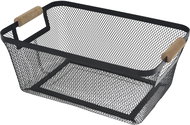 Gastro Metal basket with wooden handles, black, height 133 mm, length 330 mm, width 225 mm - Small Basket