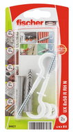 fischer Universal Plug UX 8 x 50 R RH with Rim and Round Hook - Fastening Material Set