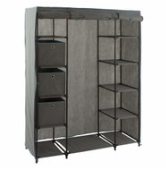 5FIVE SIMPLY SMART Textilní šatní skříň, na zip, tyč na ramínka, 11 polic, šedá, 133 × 44 × 170 cm - Wardrobe