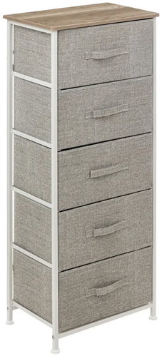 5FIVE Textile shelf, 5 drawers, 45 × 30 × 114 cm, grey - Chest of Drawers - Main image