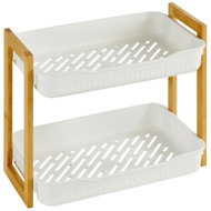 5FIVE SIMPLY SMART Regál Natureo, do koupelny, 2 police, bambus, bílý, 27 × 20,5 × 35 cm - Shelving Unit