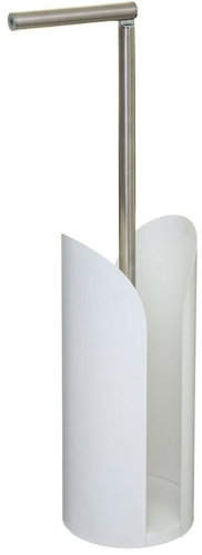 5five Simply Smart Toilet paper dispenser with spare roller tray, white - Free Standing Toilet Roll Holder - Main image