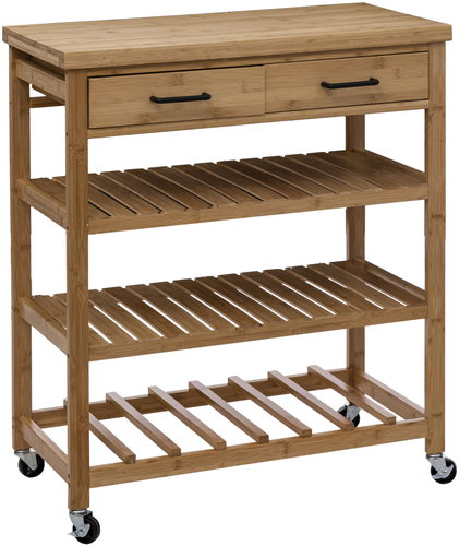 5five Simply Smart Bamboo shelf on wheels Linha mobile with latches - Food Serving Trolley - Main image