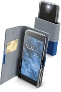 Cellularline Slide & Click XXXL with Hinged Top of PU Leather, Blue - Phone Case