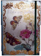EDEN Notebook with rubber band Roses and butterflies 14,5 × 21 cm - Journal