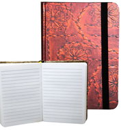 EDEN Notebook with rubber band Red and black ornament 9,5 × 14 cm - Journal