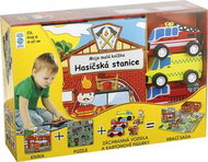 Hasičská stanice Moje malá knížka BOX: Kniha + puzzle + auta a figurky 6ks + hrací sada - Kniha