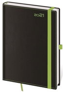 Diary 2021 daily A5 Black Green with a loop on the pen - Planner