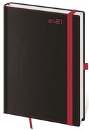 Diary 2021 daily A5 Black Red with pen loop - Planner