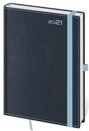 Diary 2021 daily A5 Double Blue with a loop on the pen - Planner