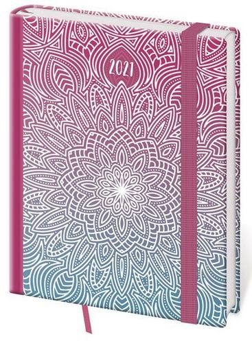 Diary 2021 daily B6 Vario - Mandala with rubber band - Planner - Main image