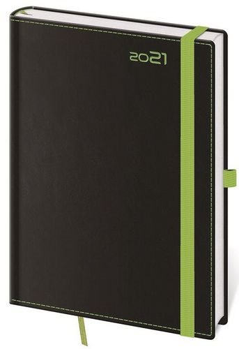 Diary 2021 weekly A5 Black Green with pen loop - Planner - Main image