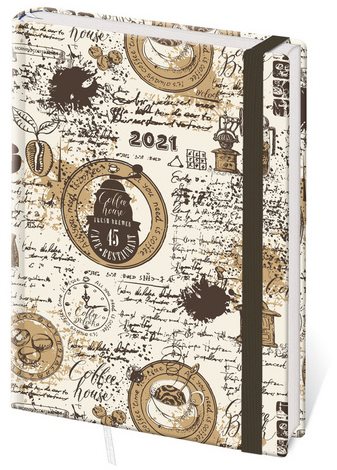 Diary 2021 B6 LYRA daily with rubber band L387 Coffee - Planner - Main image