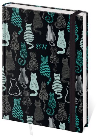 Diary 2021 B6 LYRA daily with rubber band L391 Cats Main image Diary 2021 B6 LYRA daily with rubber band L391 Cats - Planner - Main image