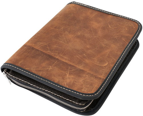 Book cover with zipper XL D216 PU Brown - Book Cover - Main image