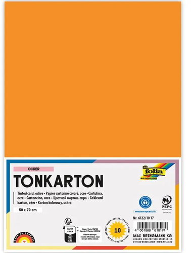 FOLIA karton 50 × 70 cm, 220 g, 10 listů, okrová - Colour Paper - Main image