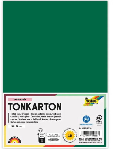 FOLIA karton 50 × 70 cm, 220 g, 10 listů, jedlově zelená - Colour Paper - Main image