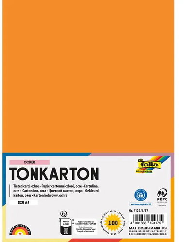 FOLIA karton A4, 220 g, 100 listů, okrová - Colour Paper - Main image