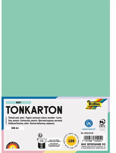 FOLIA karton A4, 220 g, 100 listů, mátová - Colour Paper - Main image