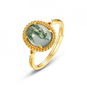 Flor de Cristal Stříbrný prsten Jutta s mechovým achátem (Ag925/1000, 2 g) - Prsten