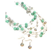 Flor de Cristal Necklace and earrings Dissolved beads - green - Jewellery Gift Set