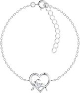 Flor de Cristal Silver bracelet Lovebirds in the heart - (Ag 925/1000, 1,4 g) - Bracelet