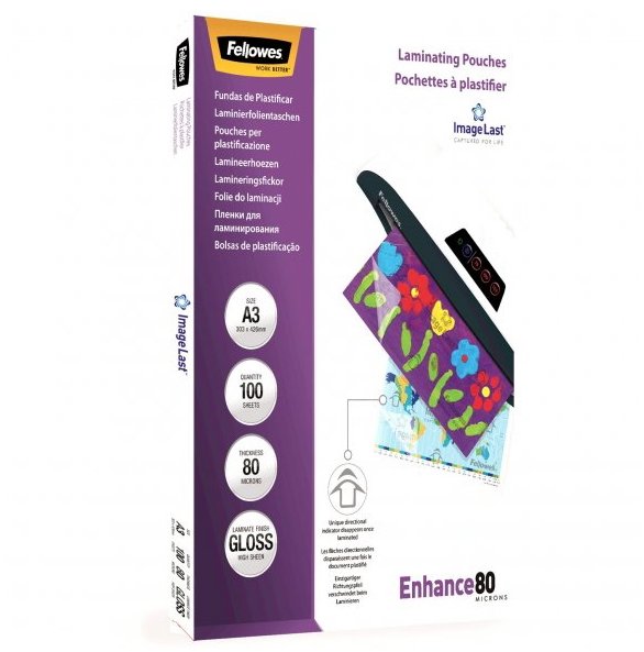 Fellowes ImageLast Lamináló fólia, A3, 80 mikron, fényes, 100 db
