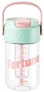 Flamenco Mystique Portable water bottle, 600 ml with holder and straw, green-pink - Drinking Bottle