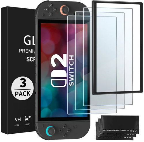 FUNLAB Screen Protector (3 ks + Film App Tool) - Nintendo Switch 2 - Glass Screen Protector - Main image