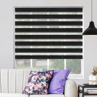FOA Roller blind Day and night, black, A 007e, white profile, left side control, W 55 cm, H 150 cm - Roller Blind