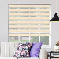 FOA Roller blind Day and night, almond, A 005e, white profile, left side control, W 50 cm, H 150 cm - Roller Blind