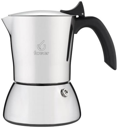 Forever Moka Pot Miss Perla for 6 cups, 660g, Stainless-steel - Moka Pot - Main image