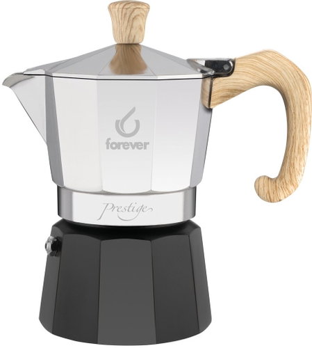 Forever Moka Pot Miss Moka Prestige Wooden Decor, for 2 Cups - Moka Pot - Main image