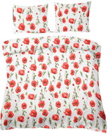 4sleep Crepe linen 140 × 200 + 70 × 90 cm - Poppies red on white - Bed Linen
