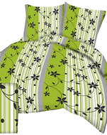 4sleep Crepe linen 140 × 200 + 70 × 90 cm - Flowers and leaves on green - Bed Linen