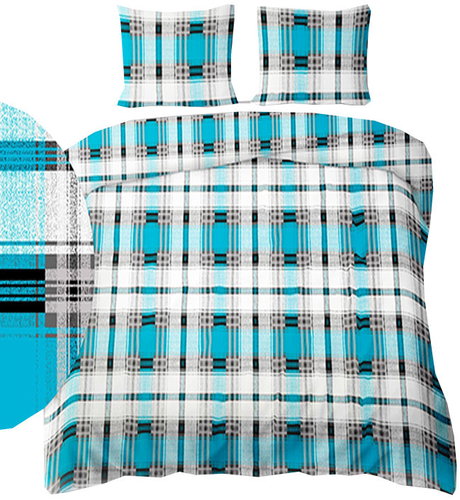4sleep Crepe linen 140 × 200 + 70 × 90 cm - Blue grey on white - Bed Linen - Main image