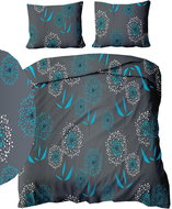 4sleep Crepe linen 140 × 200 + 70 × 90 cm - Dandelion blue on grey - Bed Linen