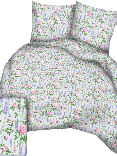 4sleep Lux cotton sheets 140 × 200 + 70 × 90 cm - Roses on grey - Bed Linen - Main image