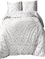 4sleep Lux cotton sheets 140 × 200 + 70 × 90 cm - Flowers small brown on white - Bed Linen