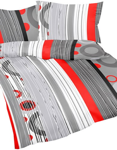 4sleep Lux cotton sheets 140 × 200 + 70 × 90 cm - Circles red and grey - Bed Linen - Main image