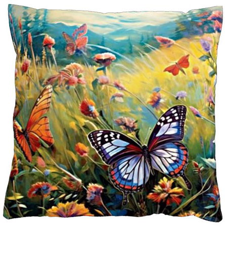 4sleep Pillowcase 40 × 40 cm, zipped velour - Butterfly Meadow - Pillowcase - Main image