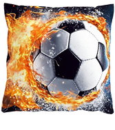 4sleep Povlak na polštář 40 × 40 cm, na zip velur - Fotbalový míč - Povlak na polštář