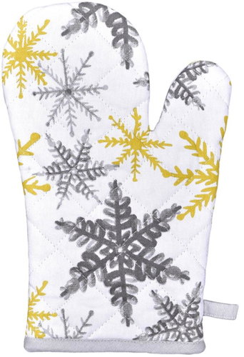 Forbyt Christmas kitchen mitt Grey and yellow flakes 1 piece, 18 × 28 cm - Oven Mitt - Main image